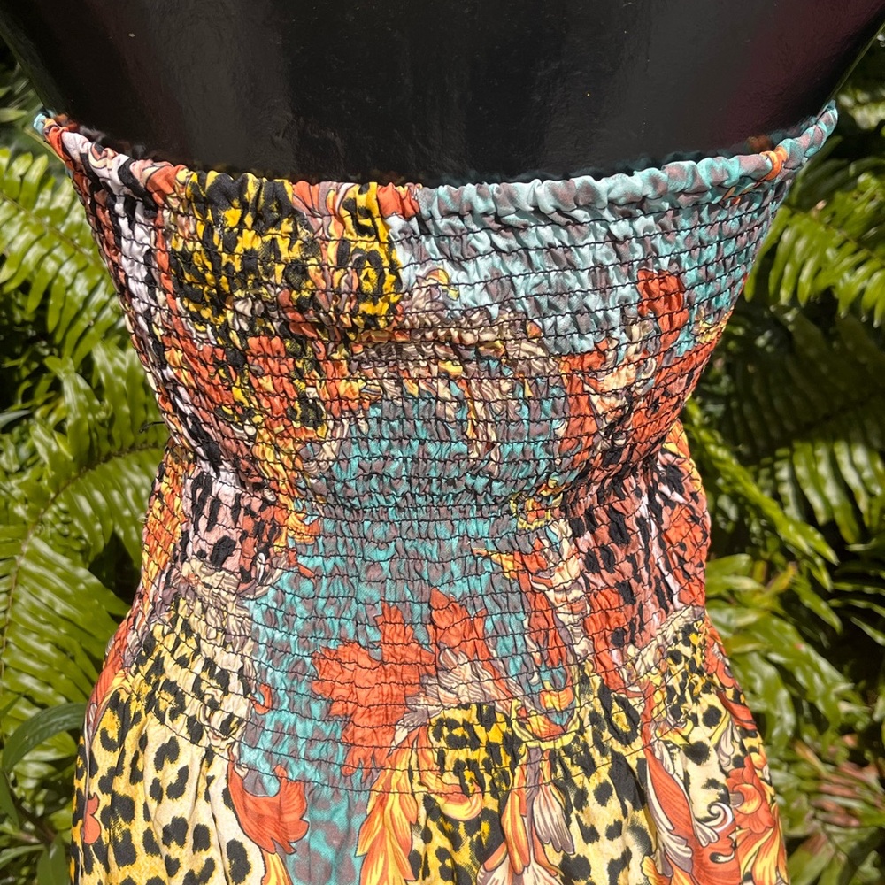 Animal Print Maxi Summer Fall Tube Top Style  Sundress Dress Plus Size 3X - Picture 4 of 7